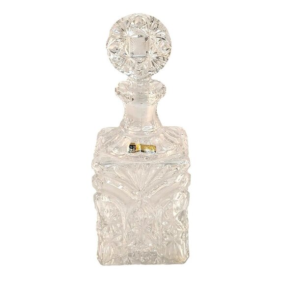 24% Lead Crystal Decanter With Stopper Made In West Germany Square Bottle - Picture 6 of 12
